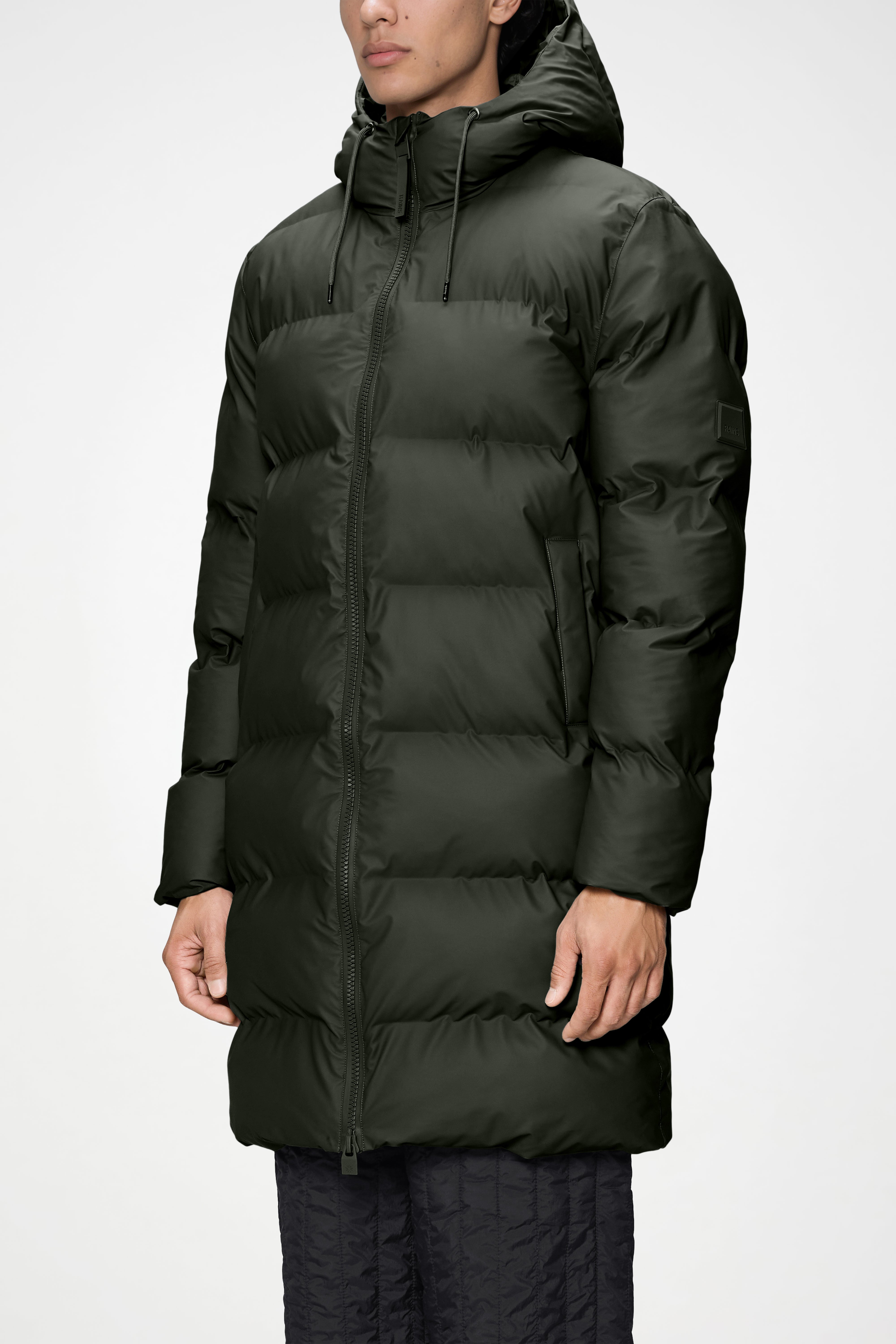 RAINS Alta Longer Puffer Jacket Green Jacket