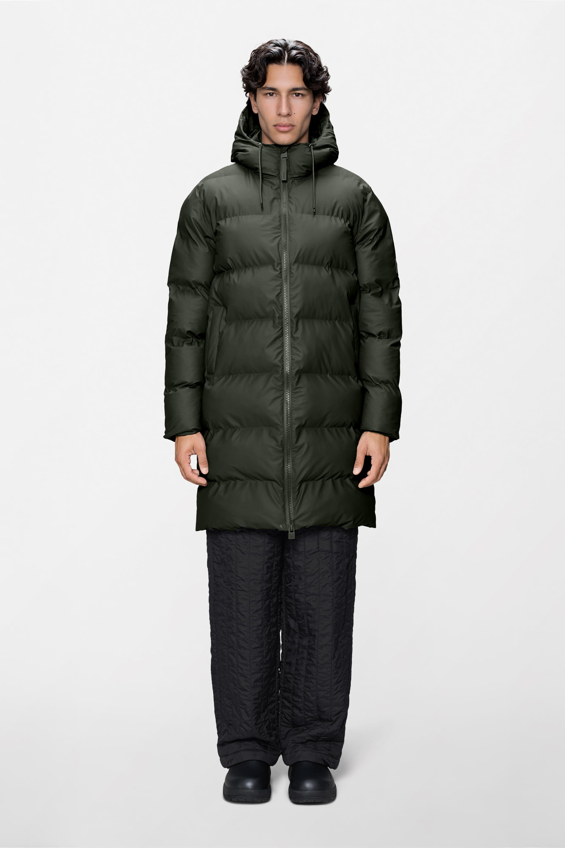 RAINS Alta Longer Puffer Jacket Green Jacket