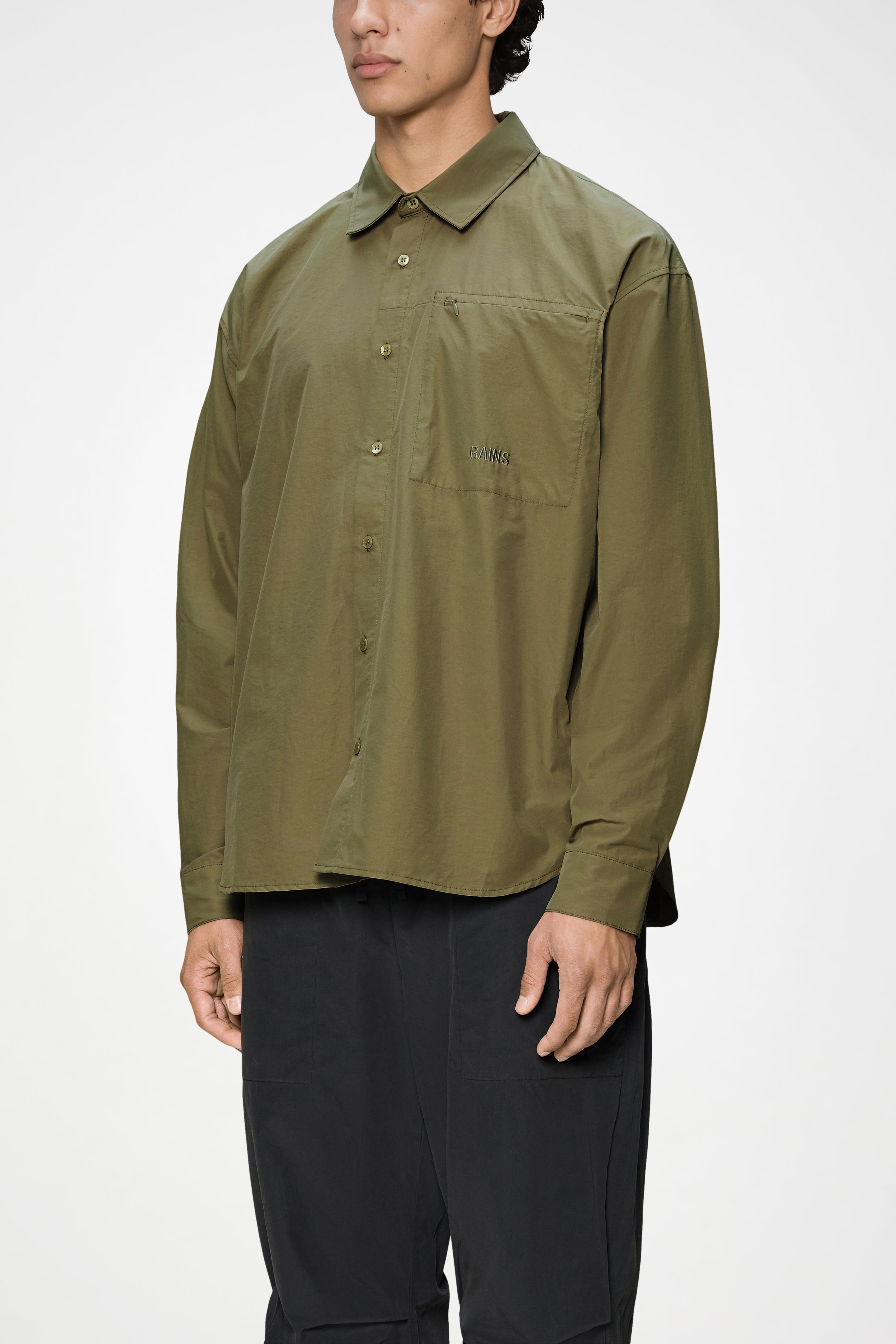 RAINS Light Woven Long Sleeve Shirt Moss Long Sleeve